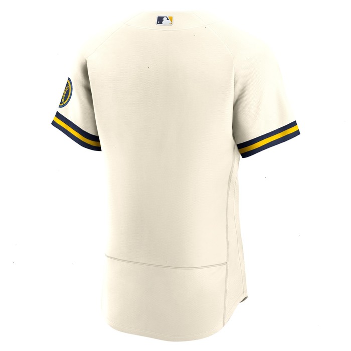 Milwaukee Brewers Nike Home Authentic Team Logo Jersey - Cream