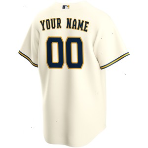 Milwaukee Brewers Nike Home Replica Custom Jersey - Cream