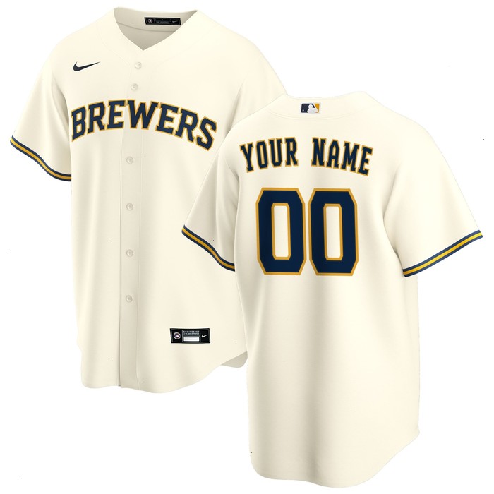 Milwaukee Brewers Nike Youth Home Replica Custom Jersey - Cream