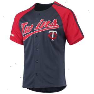 Minnesota Twins Stitches Button-Down Raglan Replica Jersey - Navy