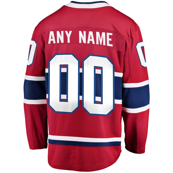 Montreal Canadiens Fanatics Branded Home Breakaway Custom Jersey - Red