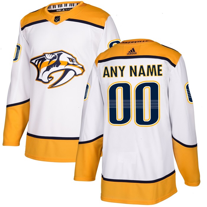 Nashville Predators adidas Away Authentic Custom Jersey - White