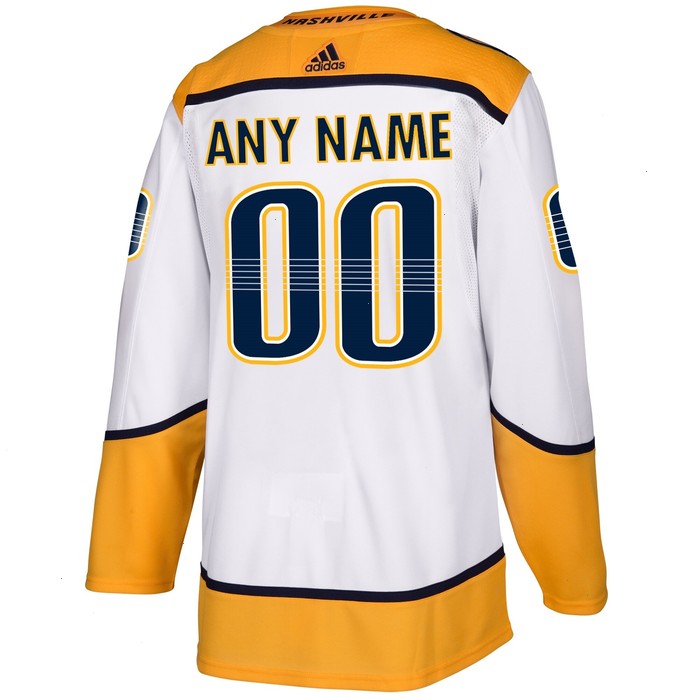 Nashville Predators adidas Away Authentic Custom Jersey - White