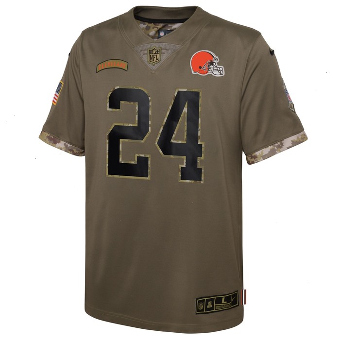 Nick Chubb Cleveland Browns Nike Youth 2022 Salute To Service Player Limited Jersey - Olive