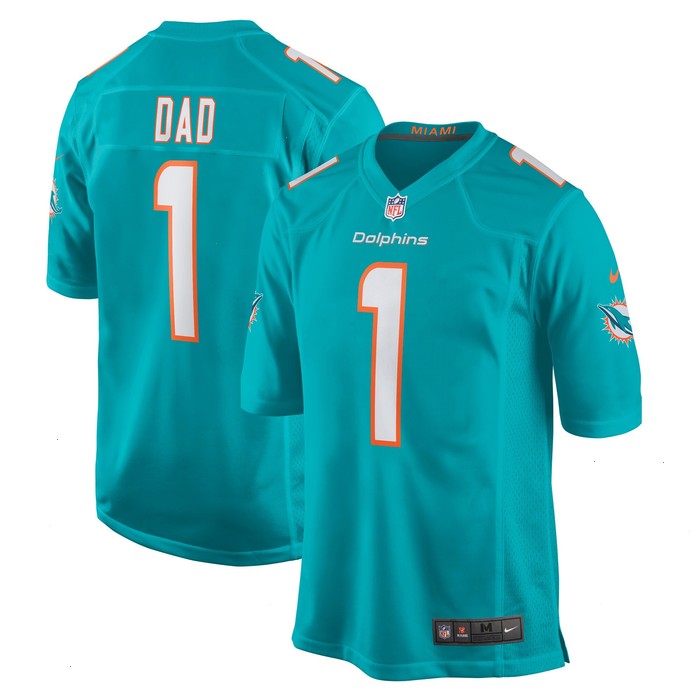 Number 1 Dad Miami Dolphins Nike Game Jersey - Aqua