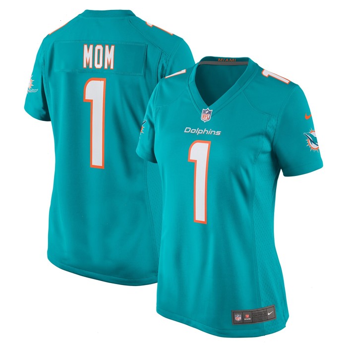 Number 1 Mom Miami Dolphins Nike Women's Game Jersey - Aqua