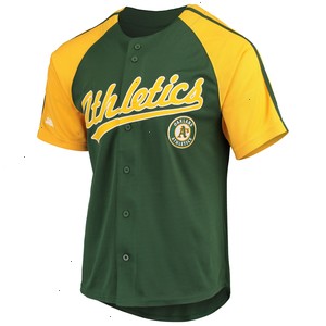 Oakland Athletics Stitches Button-Down Raglan Replica Jersey - Green