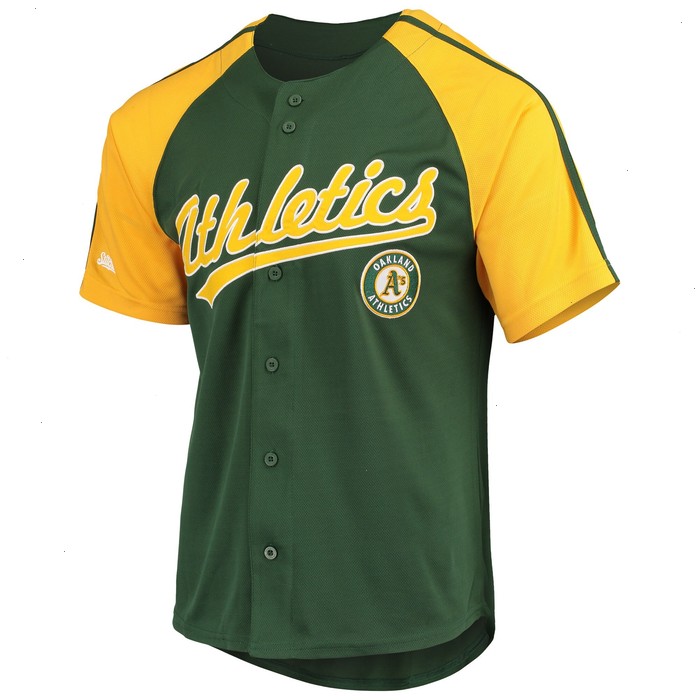 Oakland Athletics Stitches Button-Down Raglan Replica Jersey - Green