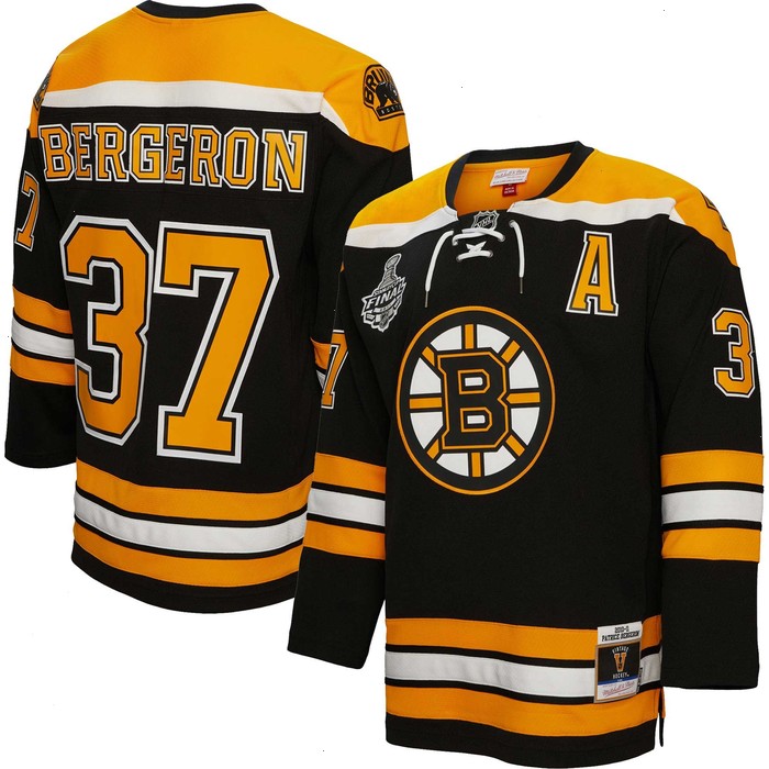 Patrice Bergeron Boston Bruins Mitchell & Ness 2010/11 Alternate Captain Patch Blue Line Player Jersey - Black