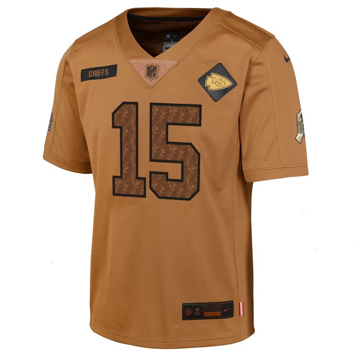 Patrick Mahomes Kansas City Chiefs Nike Youth 2023 Salute To Service Limited Jersey - Brown