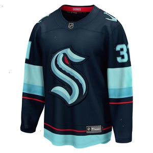 Philipp Grubauer Seattle Kraken Fanatics Branded Home Premier Breakaway Player Jersey - Deep Sea Blue