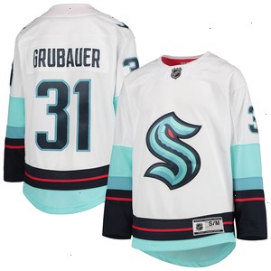 Philipp Grubauer Seattle Kraken Youth Away Premier Player Jersey - White