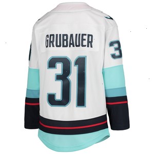 Philipp Grubauer Seattle Kraken Youth Away Premier Player Jersey - White