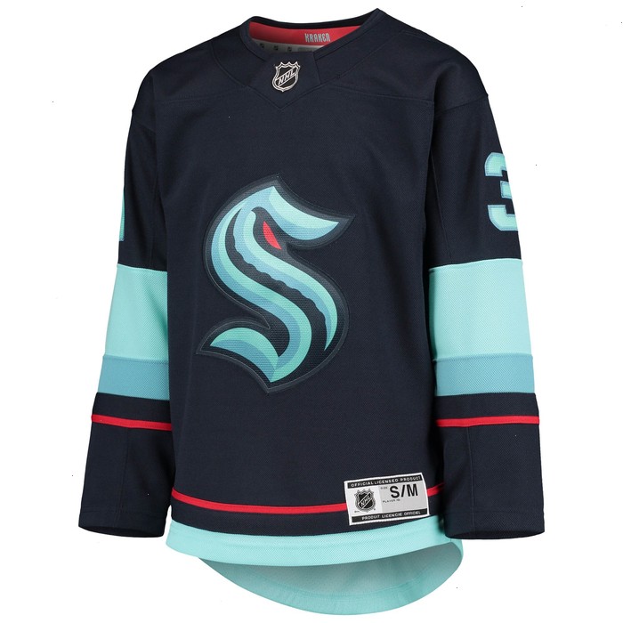 Philipp Grubauer Seattle Kraken Youth Home Premier Player Jersey - Deep Sea Blue