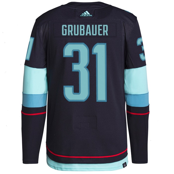 Philipp Grubauer Seattle Kraken adidas Home Authentic Primegreen Player Jersey - Navy