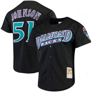 Randy Johnson Arizona Diamondbacks Mitchell & Ness Big & Tall Cooperstown Collection Mesh Button-Up Jersey- Black