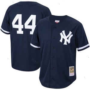 Reggie Jackson New York Yankees Mitchell & Ness Cooperstown Collection Mesh Batting Practice Button-Up Jersey - Navy