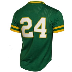 Rickey Henderson Oakland Athletics Mitchell & Ness 1991 Cooperstown Mesh Batting Practice Jersey - Green