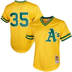 Rickey Henderson Oakland Athletics Mitchell & Ness Cooperstown Mesh Batting Practice Jersey - Yellow