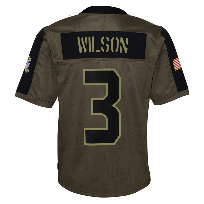 Russell Wilson Seattle Seahawks Nike Youth 2021 Salute To Service Game Jersey - Olive