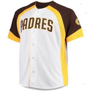 San Diego Padres Big & Tall Colorblock Full-Snap Jersey - White/Brown