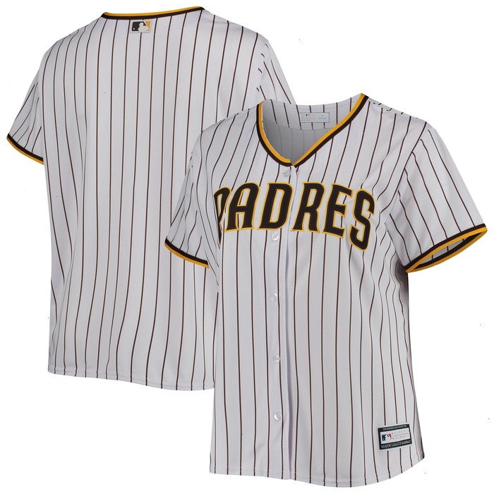 San Diego Padres Women's Plus Size Road Replica Team Jersey - White/Brown