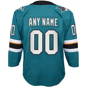 San Jose Sharks Youth 2019/20 Home Premier Custom Jersey - Teal