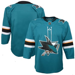 San Jose Sharks Youth Home Premier Blank Jersey - Teal