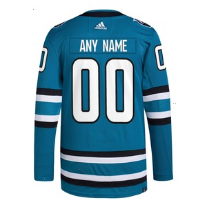 San Jose Sharks adidas Home Primegreen Authentic Pro Custom Jersey - Teal