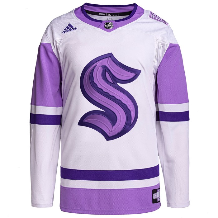 Seattle Kraken adidas Hockey Fights Cancer Primegreen Authentic Custom Jersey - White/Purple