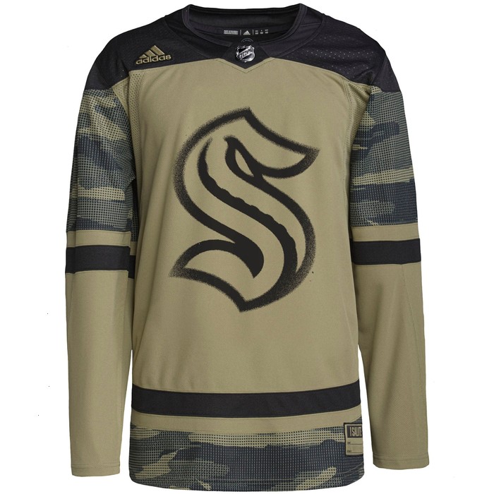 Seattle Kraken adidas Military Appreciation Team Authentic Custom Practice Jersey - Camo V1