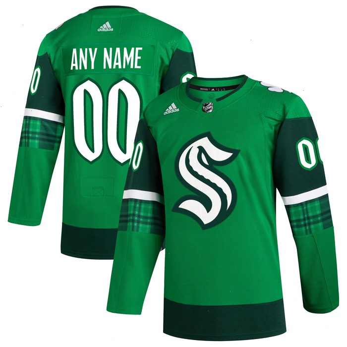 Seattle Kraken adidas St. Patrick's Day Authentic Custom Jersey - Kelly Green