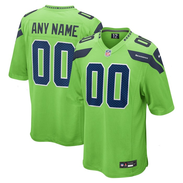 Seattle Seahawks Nike Alternate Custom Game Jersey - Neon Green