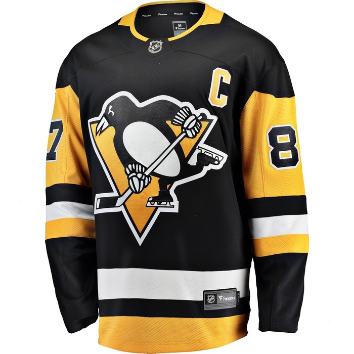 Sidney Crosby Pittsburgh Penguins Fanatics Branded Captain Patch Home Breakaway Jersey - Black