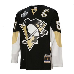 Sidney Crosby Pittsburgh Penguins Mitchell & Ness Big & Tall 2008 Captain Patch Blue Line Player Jersey - Black