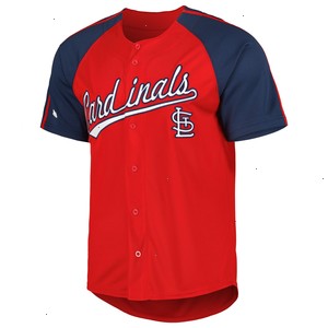 St. Louis Cardinals Stitches Button-Down Raglan Fashion Jersey - Red