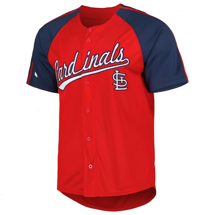 St. Louis Cardinals Stitches Button-Down Raglan Fashion Jersey - Red