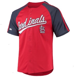 St. Louis Cardinals Stitches Button-Down Raglan Replica Jersey - Red