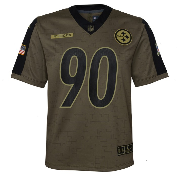 T.J. Watt Pittsburgh Steelers Nike Youth 2021 Salute To Service Game Jersey - Olive