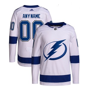 Tampa Bay Lightning adidas Away Custom Primegreen Authentic Pro Jersey – White