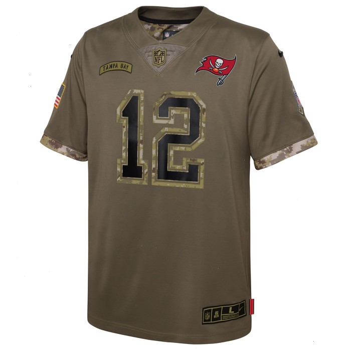 Tom Brady Tampa Bay Buccaneers Nike Youth 2022 Salute To Service Player Limited Jersey - Olive