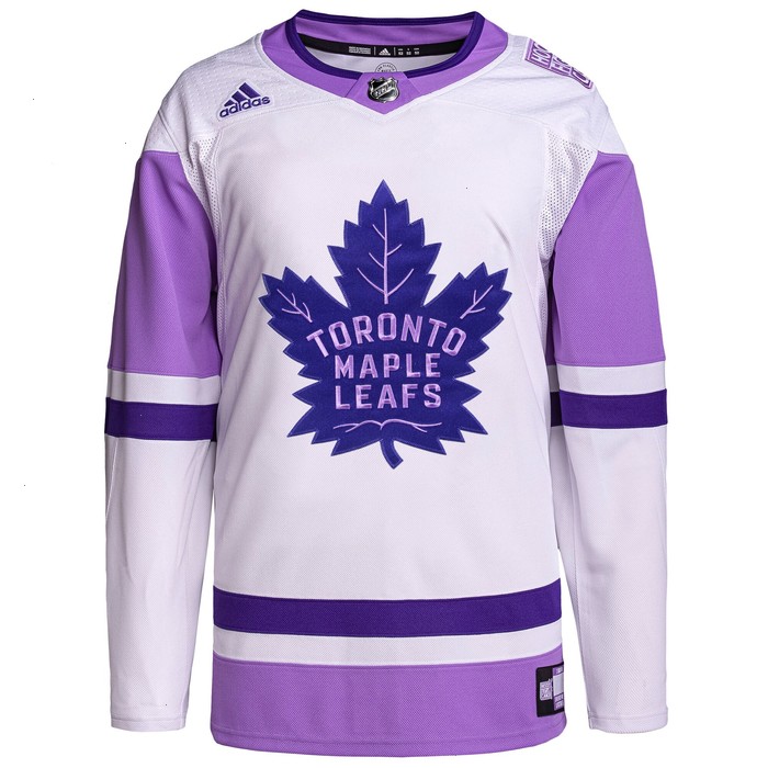 Toronto Maple Leafs adidas Hockey Fights Cancer Primegreen Authentic Custom Jersey - White/Purple