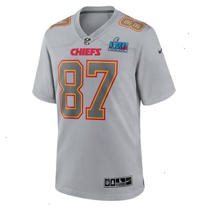 Travis Kelce Kansas City Chiefs Nike Super Bowl LVII Patch Atmosphere Fashion Game Jersey - Gray