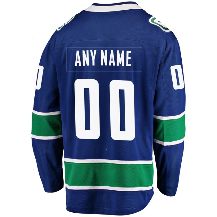 Vancouver Canucks Fanatics Branded Home Team Breakaway Custom Jersey - Blue