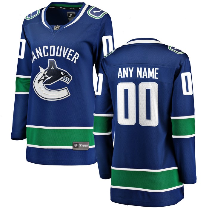 Vancouver Canucks Fanatics Branded Women's Home Breakaway Custom Jersey - Blue