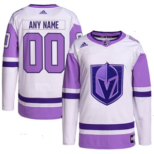 Vegas Golden Knights adidas Hockey Fights Cancer Primegreen Authentic Custom Jersey - White/Purple