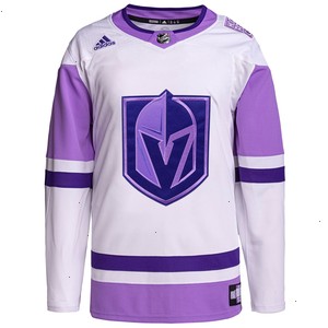 Vegas Golden Knights adidas Hockey Fights Cancer Primegreen Authentic Custom Jersey - White/Purple