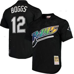 Wade Boggs Tampa Bay Rays Mitchell & Ness Cooperstown Collection 1991 Mesh Batting Practice Jersey - Black