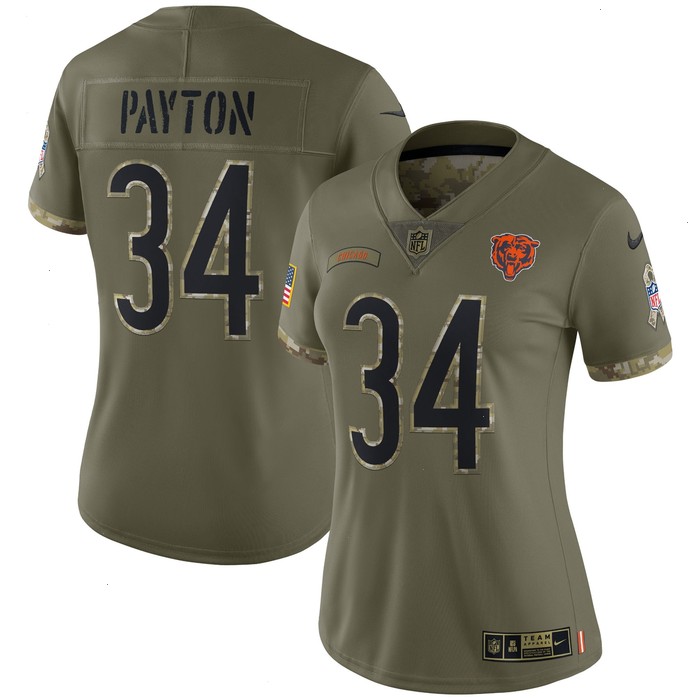 Walter Payton Chicago Bears Nike Women's 2022 Salute To Service Retired Player Limited Jersey - Olive