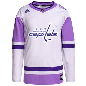 Washington Capitals adidas Hockey Fights Cancer Primegreen Authentic Custom Jersey - White/Purple